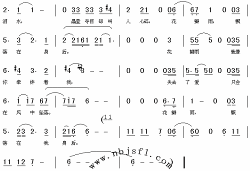 花瓣雨-曲谱歌谱大全-搜狐博客