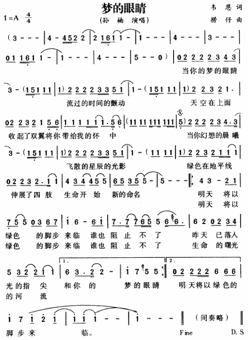 梦的眼睛 曲谱歌谱大全的博客 我的搜狐 -梦的眼睛