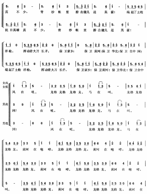 保卫黄河-曲谱歌谱大全-搜狐博客